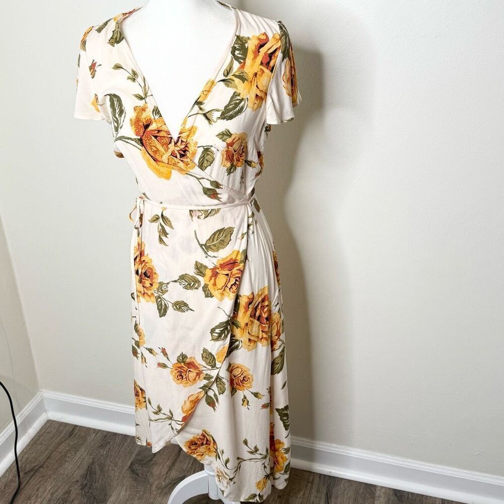 Miss Selfridge Sunflower Print Wrap Midi Dress - Women’s US 6